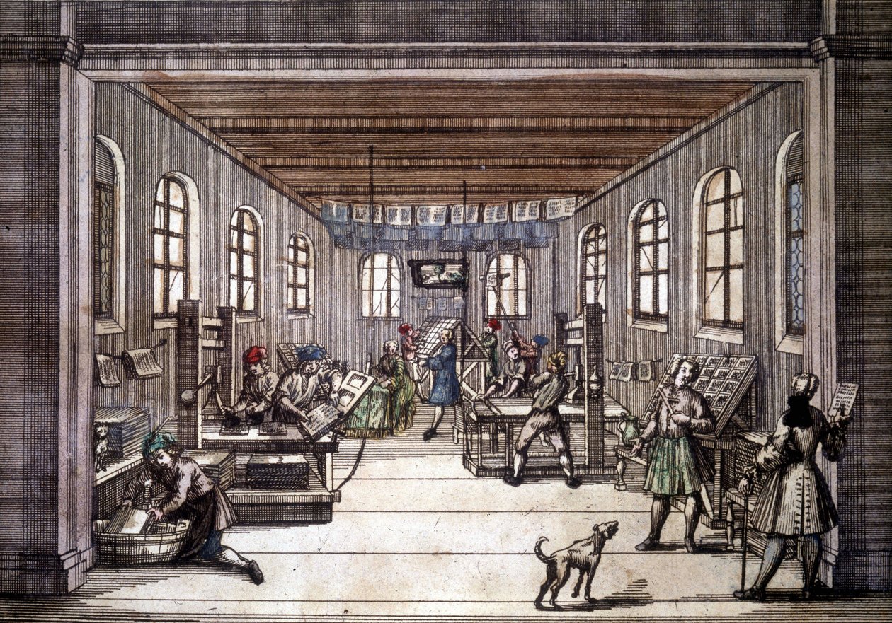 18. yüzyılın başlarında bir matbaa. by Unknown artist