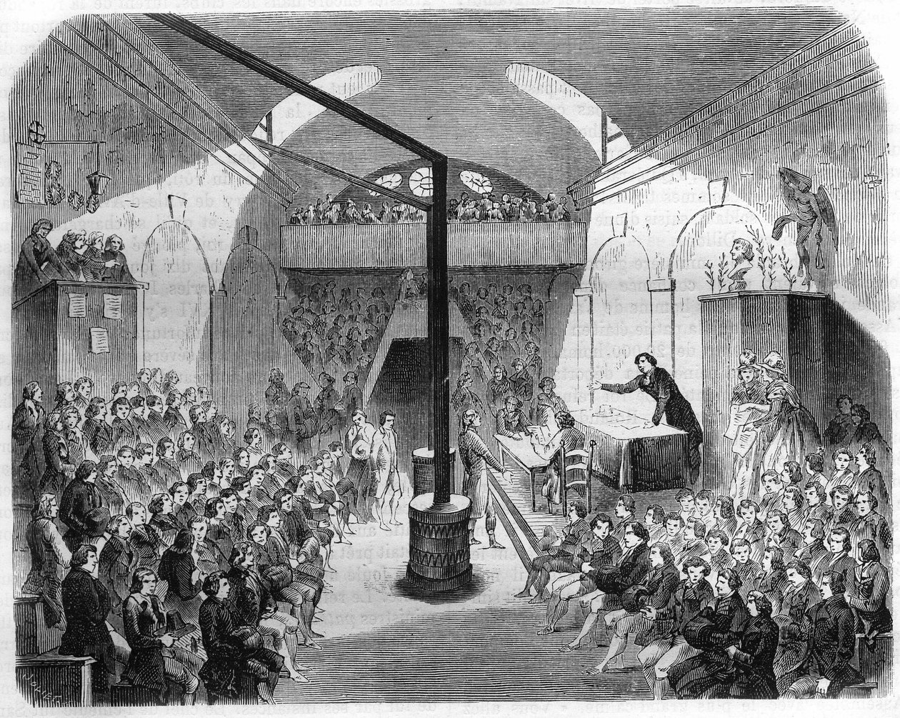 1789 Devrimi sırasında Jacobins kulübünde bir oturum. 1844 gravürü. by Unknown artist