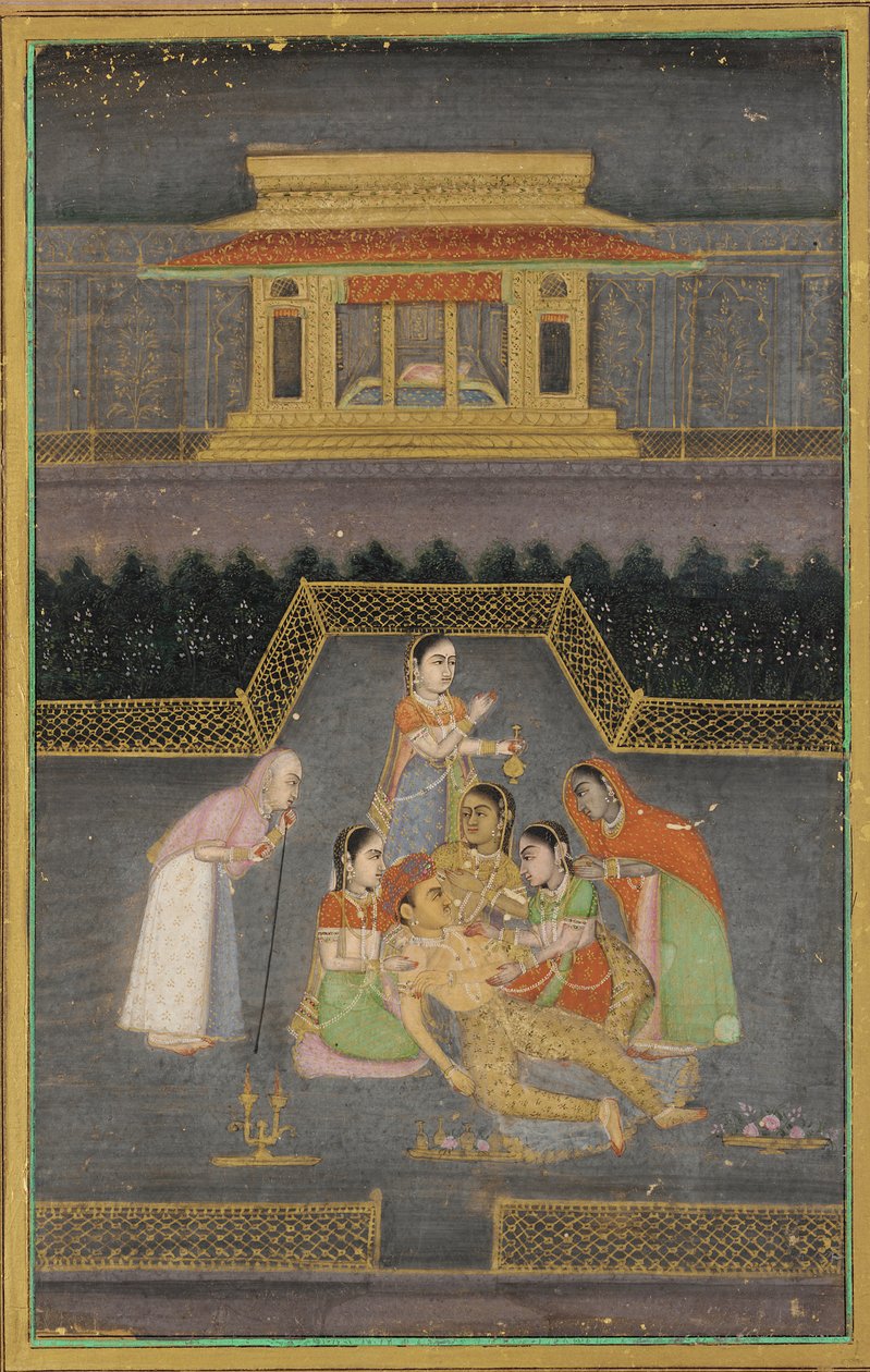 Ailesi tarafından çevrili hasta bir adam by Unknown artist