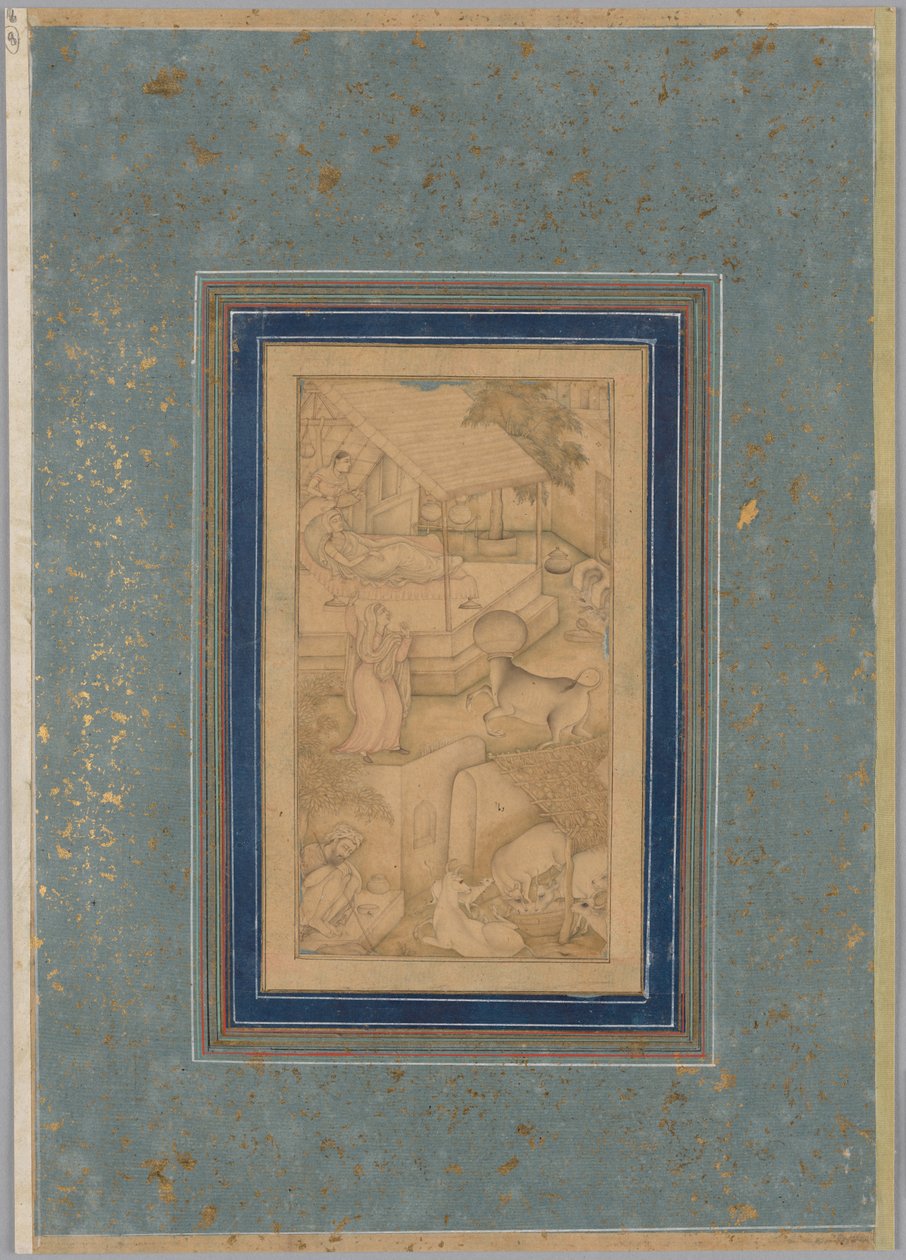 Bir kadın, Kashifi'nin (İran, Ö. 1504) Canopus'un (Enver-i Suhaili) Nurlarından bir ineği Ölüm Meleği sanıyor. by Unknown artist