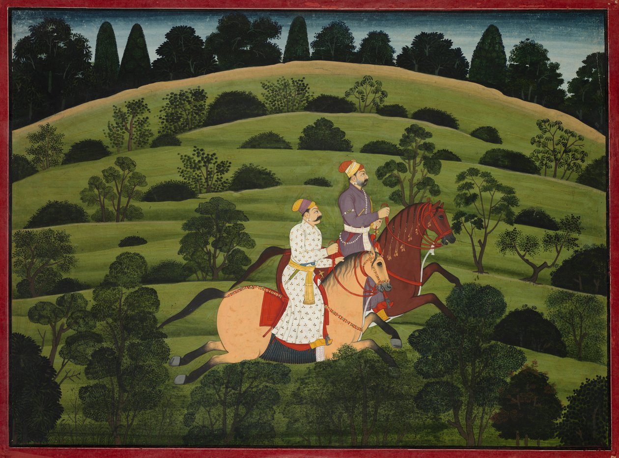 Akrura Dwarka'ya Doğru Sürüyor, büyük Basohli Bhagavata Purana'dan sayfa by Unknown artist