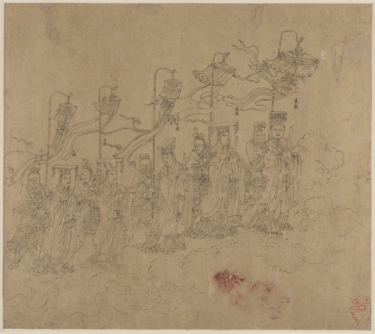 Taoist ve Budist Temaları Albümü: Taoist Tanrıların Alayı: Yaprak 5 by Unknown artist