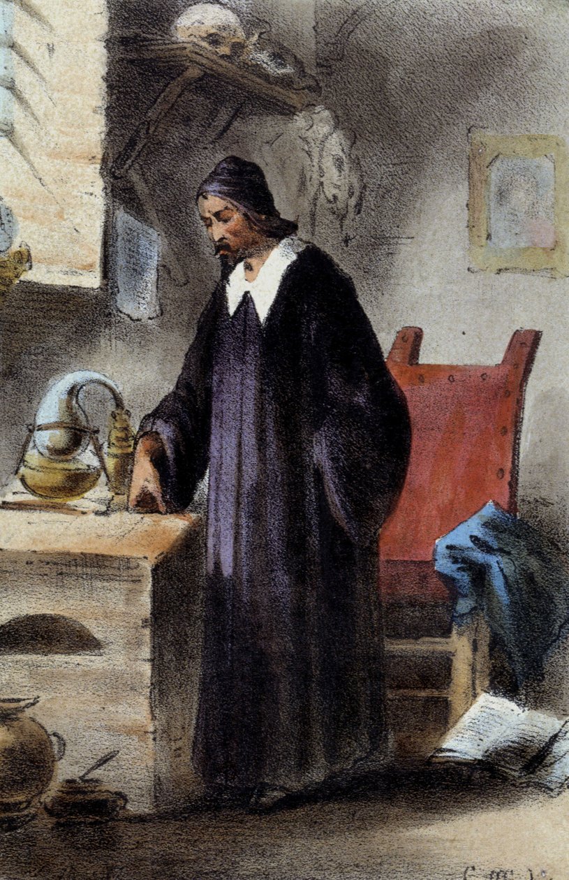 Simyacı Nicola Barnaud, felsefi taş araştırmacısı. by Unknown artist