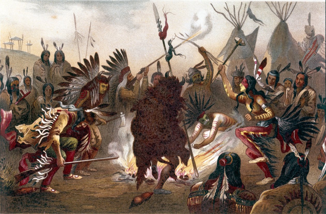 Amerikan Kızılderili Ritüeli (Güney Dakota Ovaları Kızılderilileri): Sioux Savaş Dansı. Ratzel