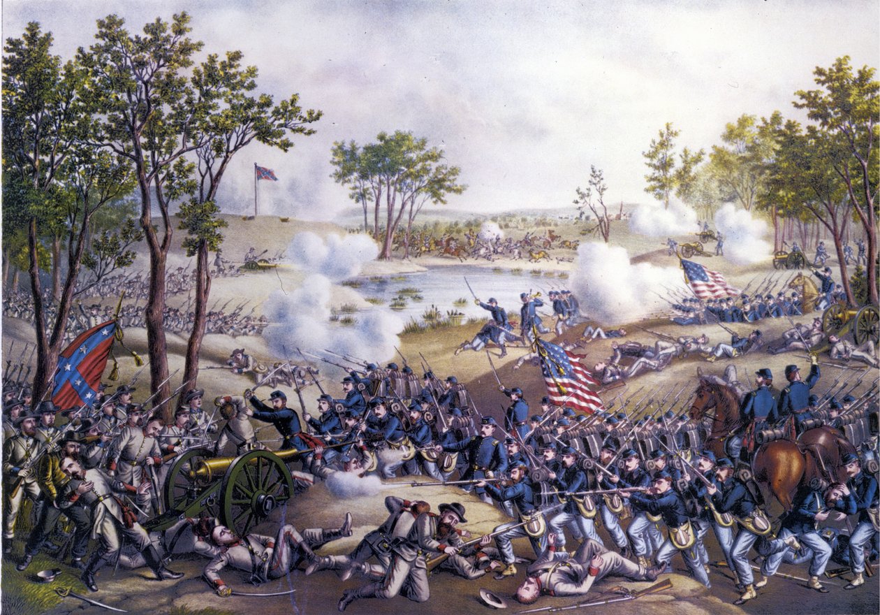 Amerikan Ayrılık Savaşı veya İç Savaş (1861 - 1865): Cold Harbor veya İkinci Cold Harbor Savaşı, Virginia 31-01 Haziran 1864. 19. yüzyılın gravürü. by Unknown artist