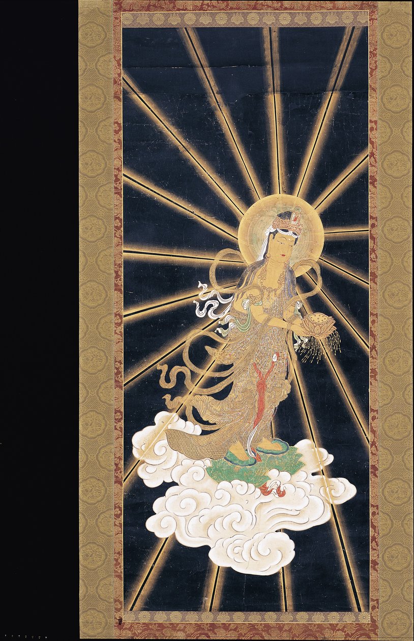 Amitabha (Amida) Gökten İnen Üçlü (konshi (mavi pirinç kağıdı) üzerindeki pigment) by Unknown artist