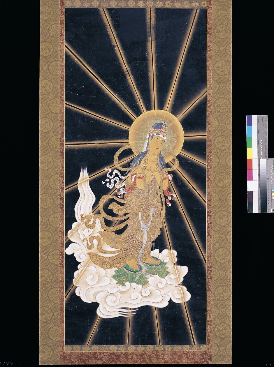 Amitabha (Amida) Gökten İnen Üçlü (konshi (mavi pirinç kağıdı) üzerindeki pigment) by Unknown artist