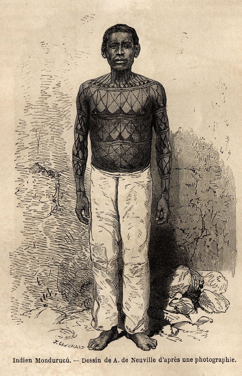 Bir Hint Mondurucu (veya Mundurucu), Para eyaletinin kabilesi, Tapajos nehri bölgesinde by Unknown artist