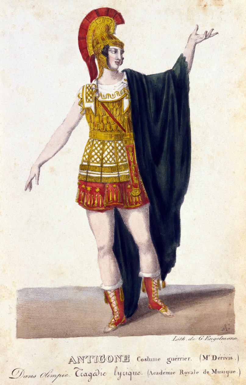Antigone savaşçı kostümü. 18. yüzyıl gravürü. by Unknown artist