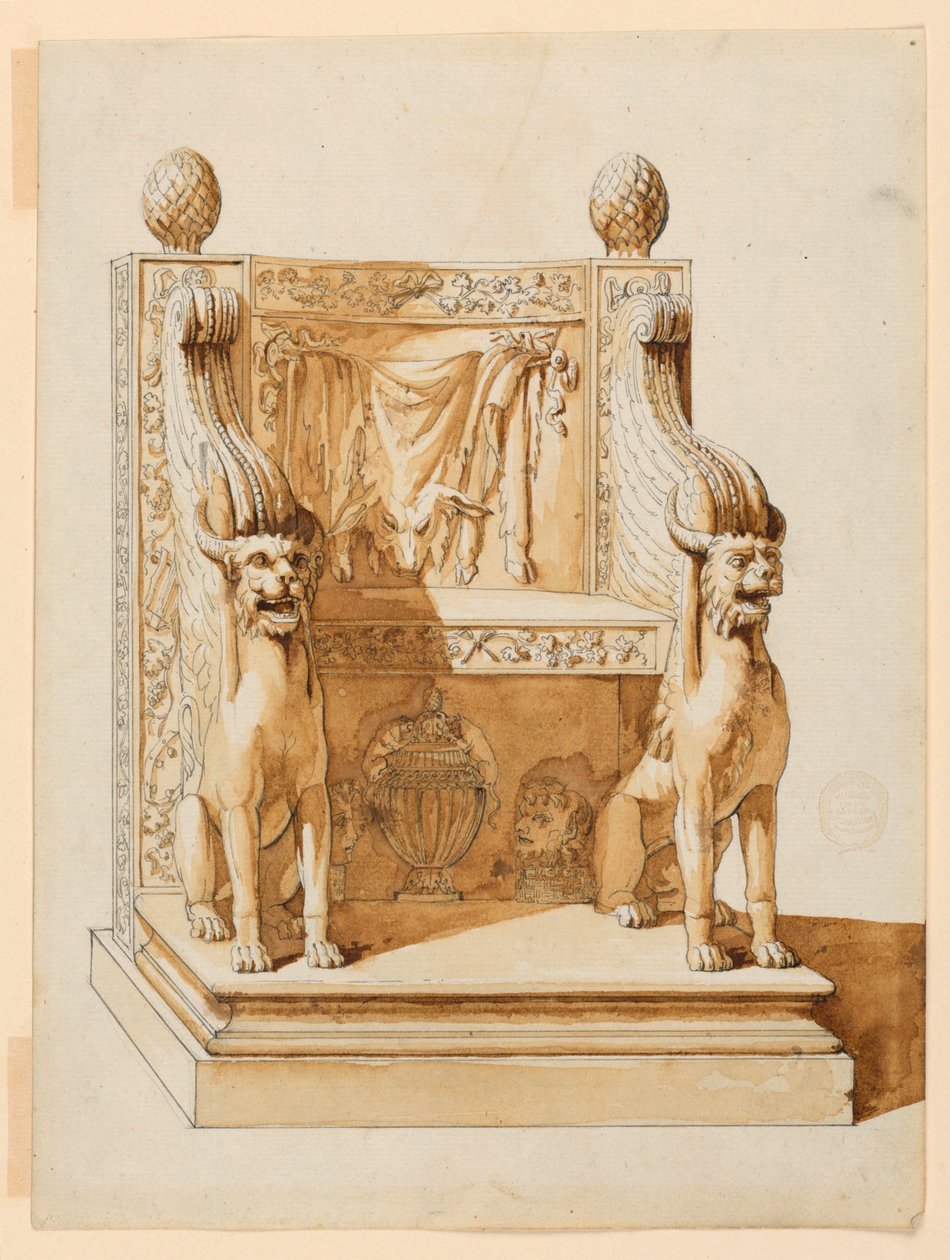 Bacchic Temalı Antika Sandalye by Unknown artist