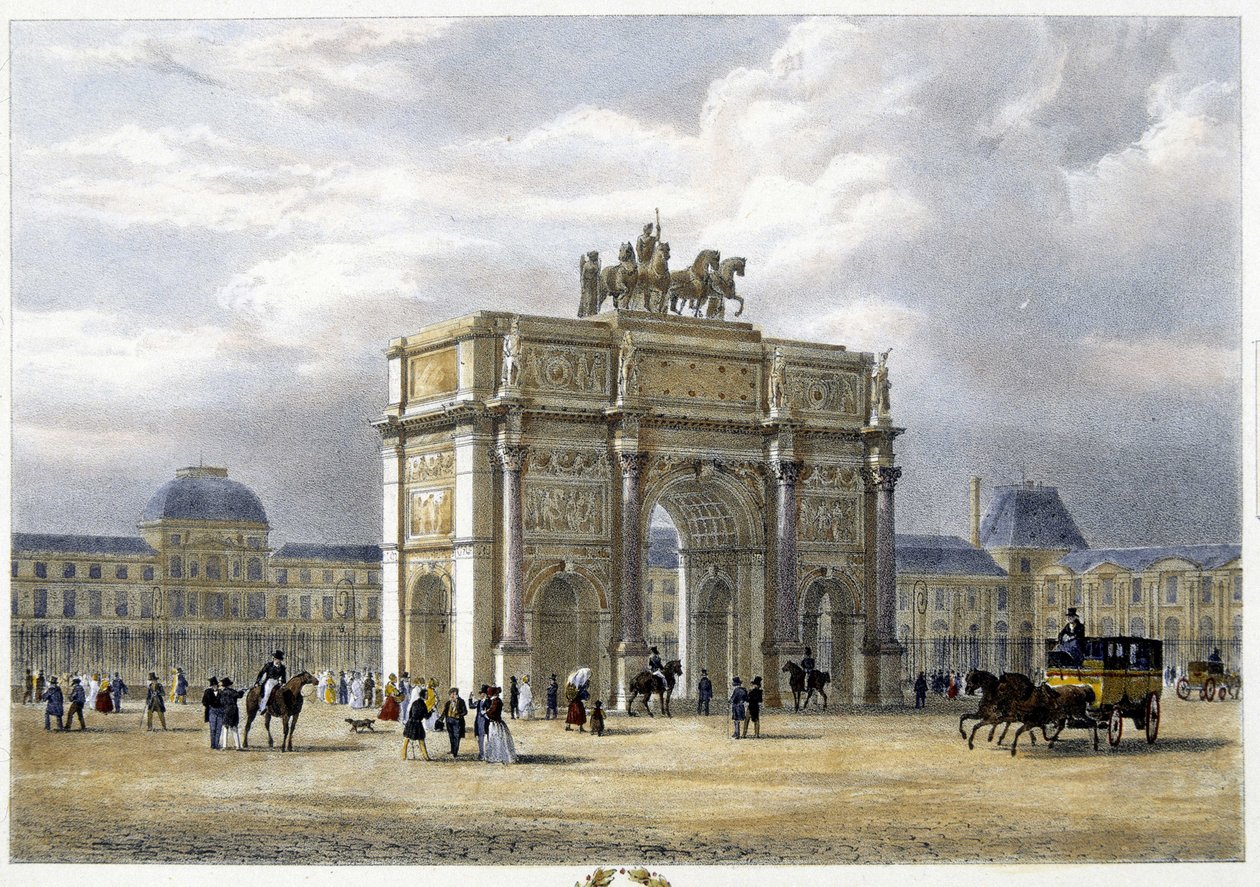 Arc de Triomphe du Carrousel - litografi, 1830 dolaylarında by Unknown artist