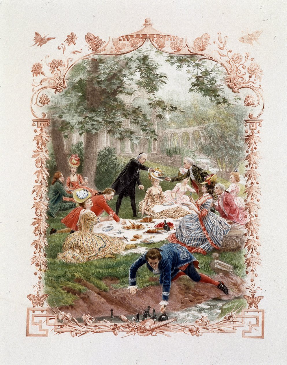 Versailles kalesinin bahçelerinde aristokrat pikniği by Unknown artist