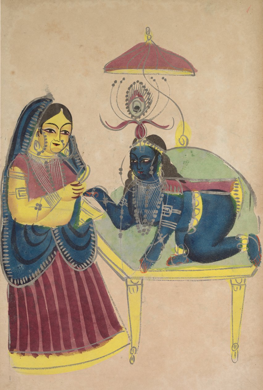 Bebek Krishna Yashoda'dan Tereyağı İstiyor by Unknown artist