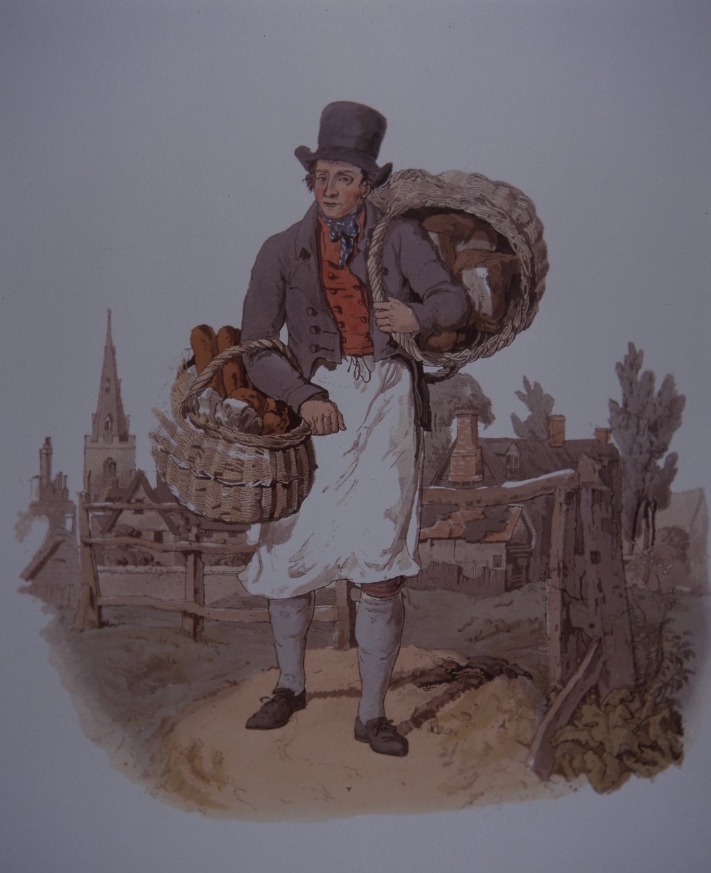 Ekmek dağıtan fırıncı, 19. yüzyılın başlarında (renkli taş) by Unknown artist