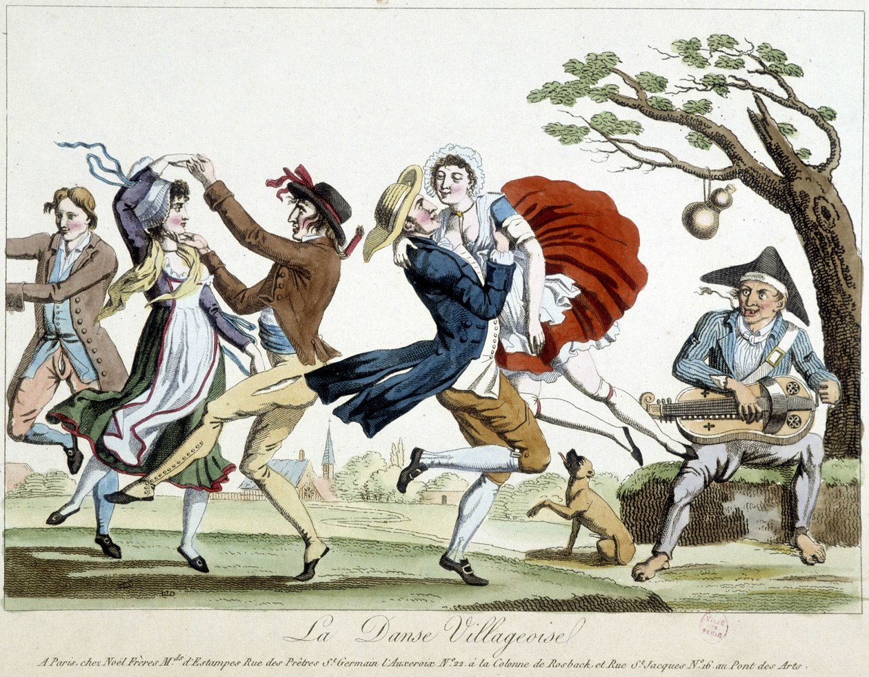 Top: köy dansı - a.n.d., 18. yüzyılın sonları, Carnavalet. by Unknown artist