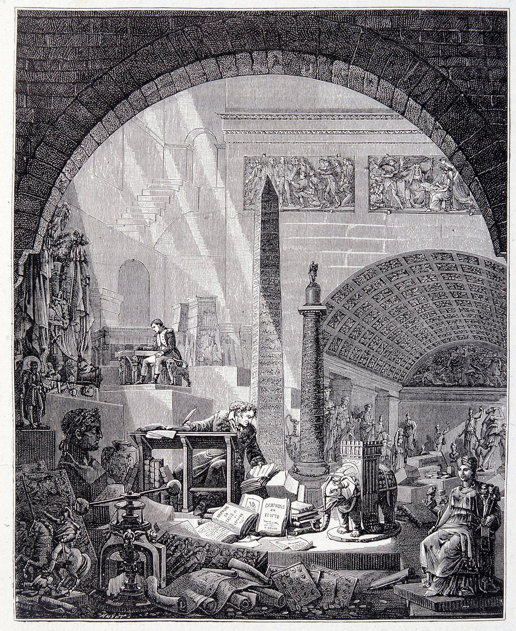 Baron Dominique Vivant-Denon (Vivant denon) ofisinde, sanat eserleri ve Napolyon ile çevrili by Unknown artist