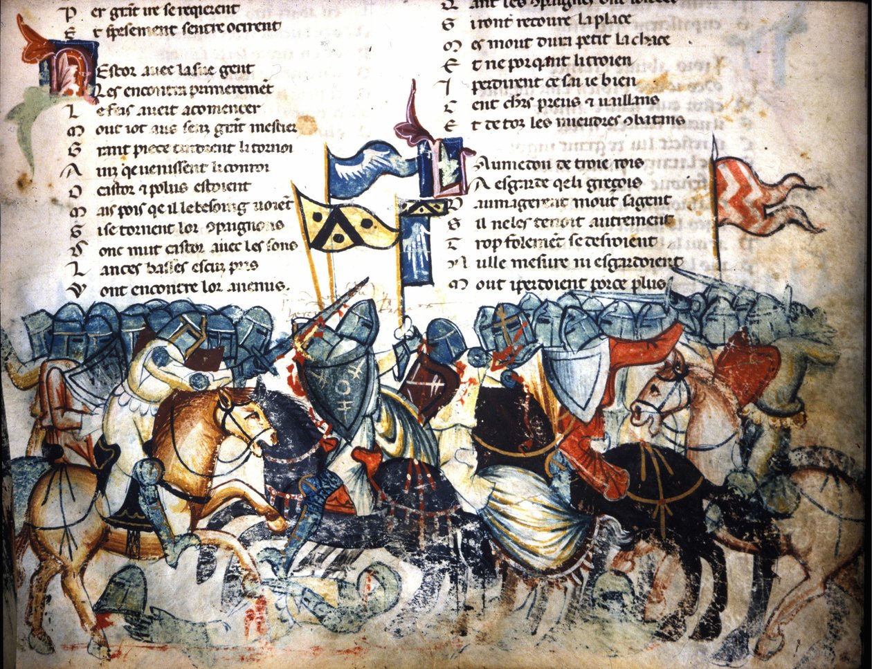 Savaş sahnesi. Benoit de Saint Maure