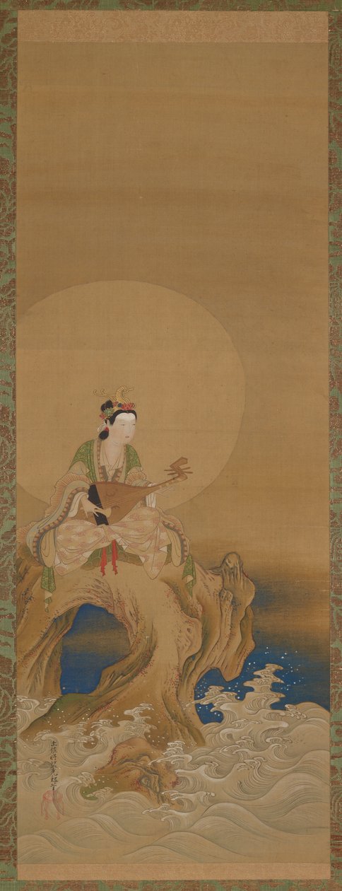 Deniz kenarında bir kayanın üzerinde benten by Unknown artist