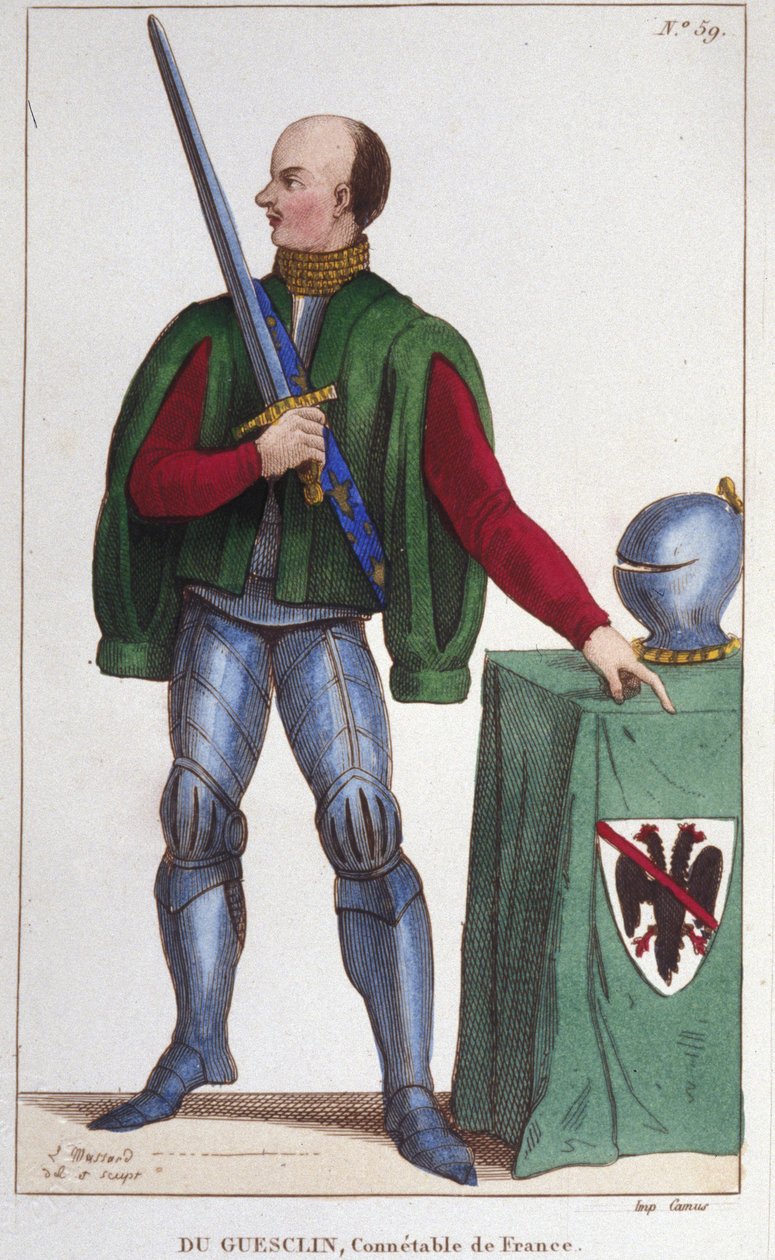Bertrand du Guesclin (Duguesclin) (c. 1320-1380). Fransa Konsolosu. 1830 gravürü. by Unknown artist