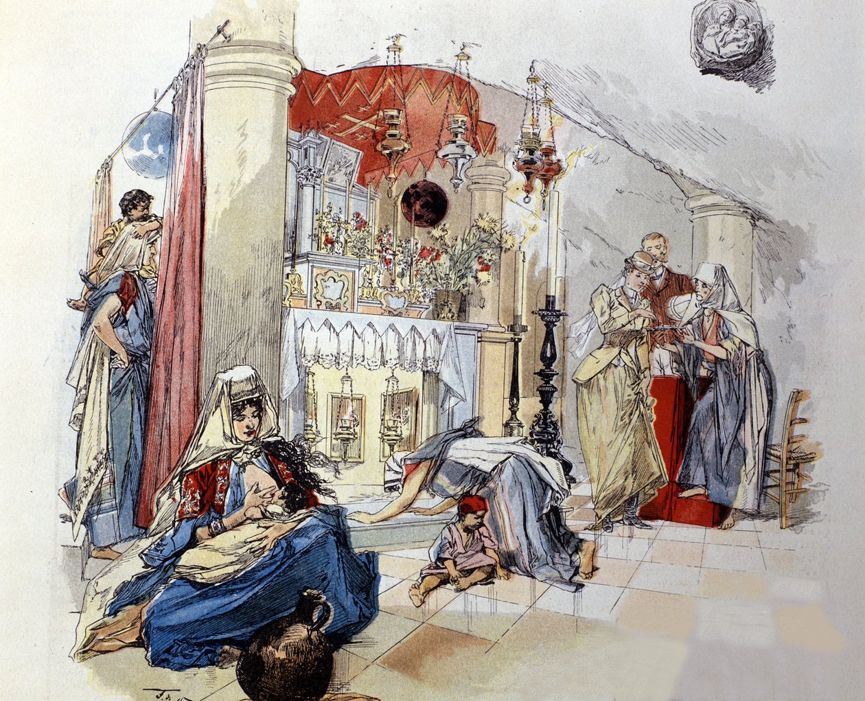 Bethlemm (Batı Şeria): Süt Mağarası. 1890 by Unknown artist