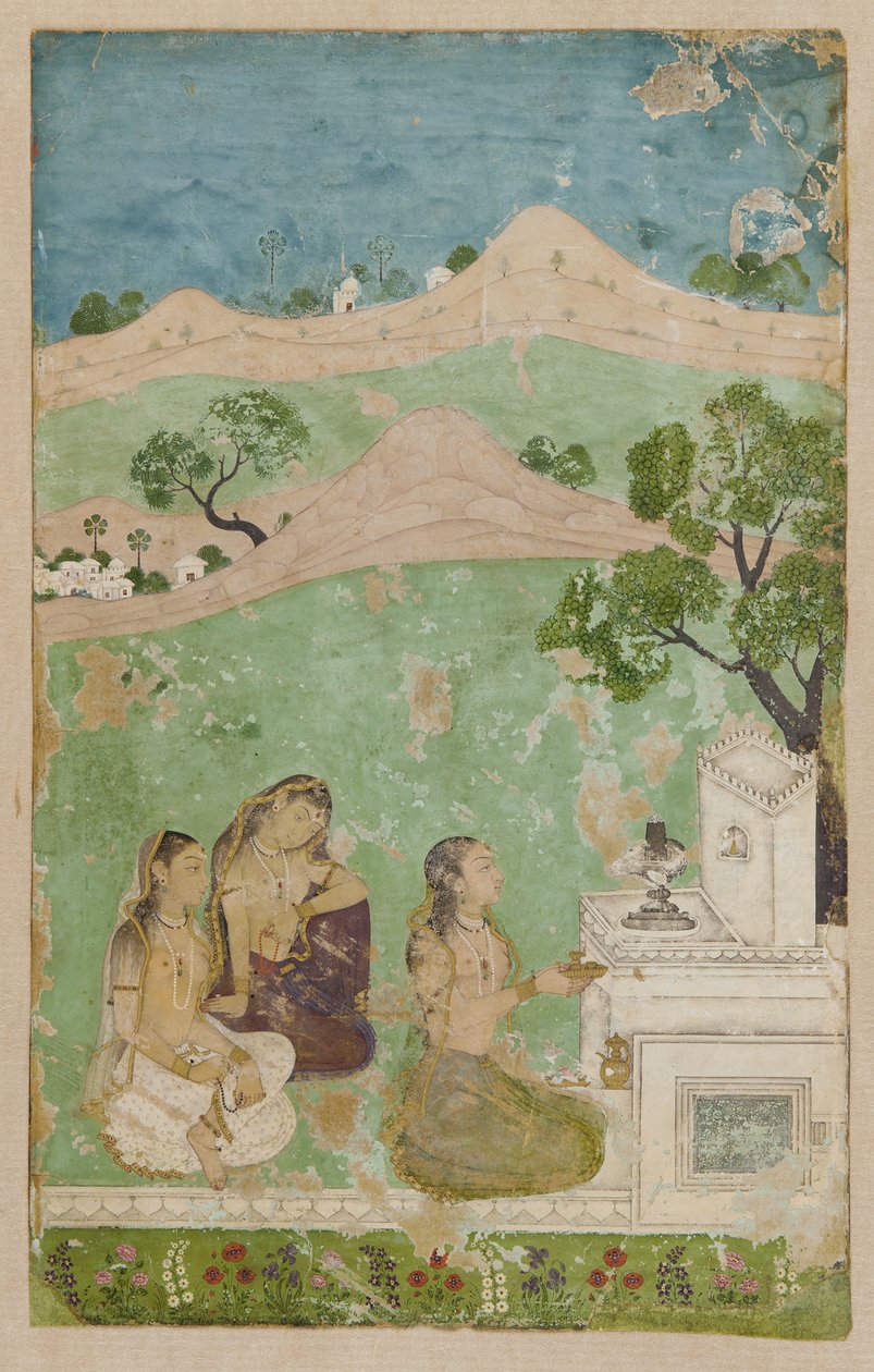 Bhairavi Ragini (müzik modu): Bir türbeden önce üç figür by Unknown artist