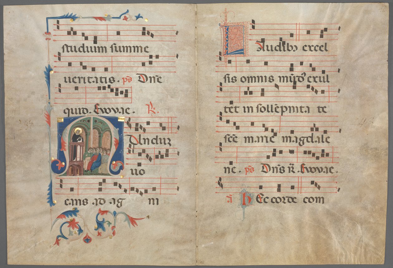 Bir Antiphonary'den Bifolium: Saint Dominic Vaaz ve Müzik ile İlk M by Unknown artist