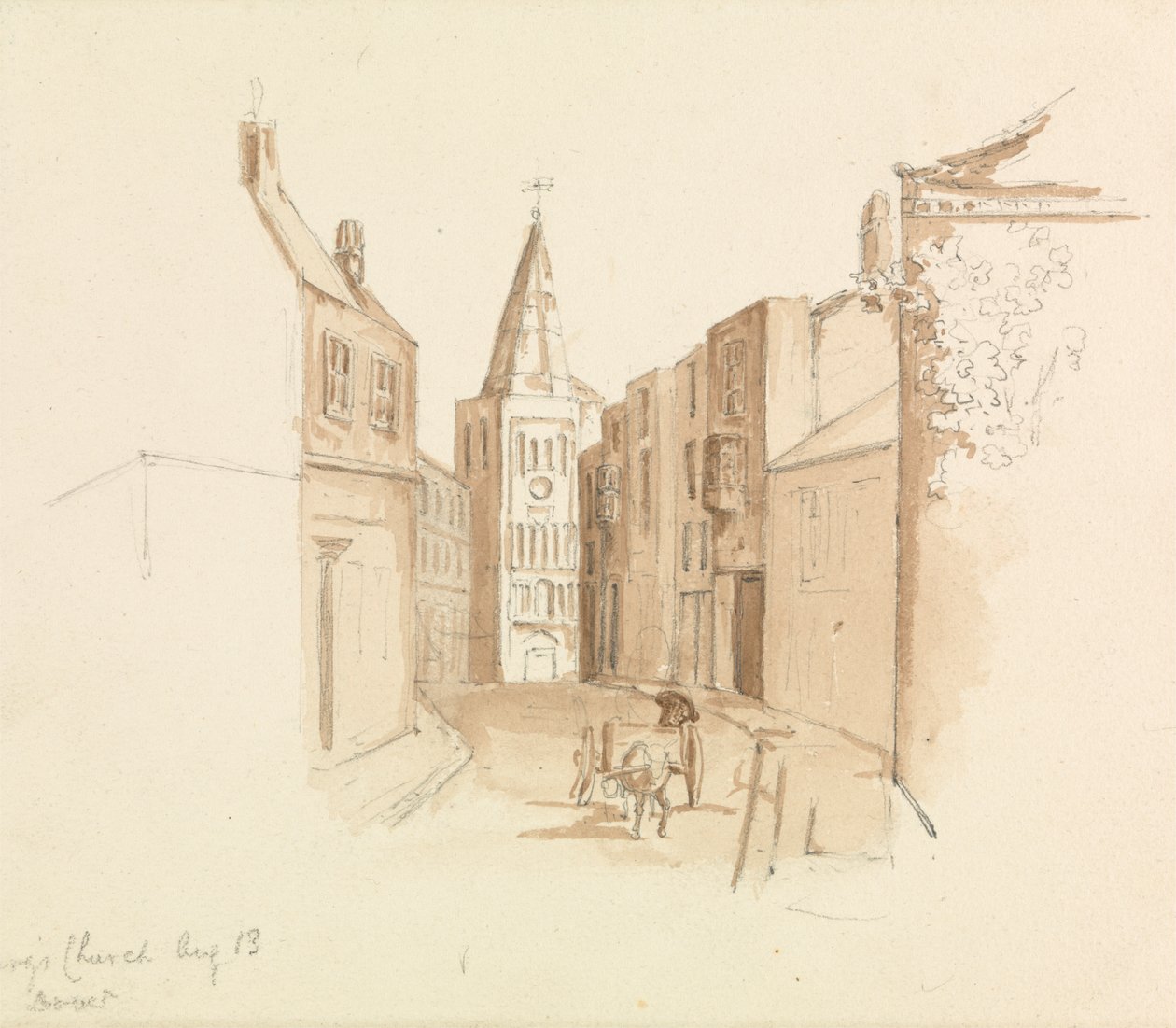 Biggin Caddesi ve Aziz Mary Kilisesi, Dover by Unknown artist
