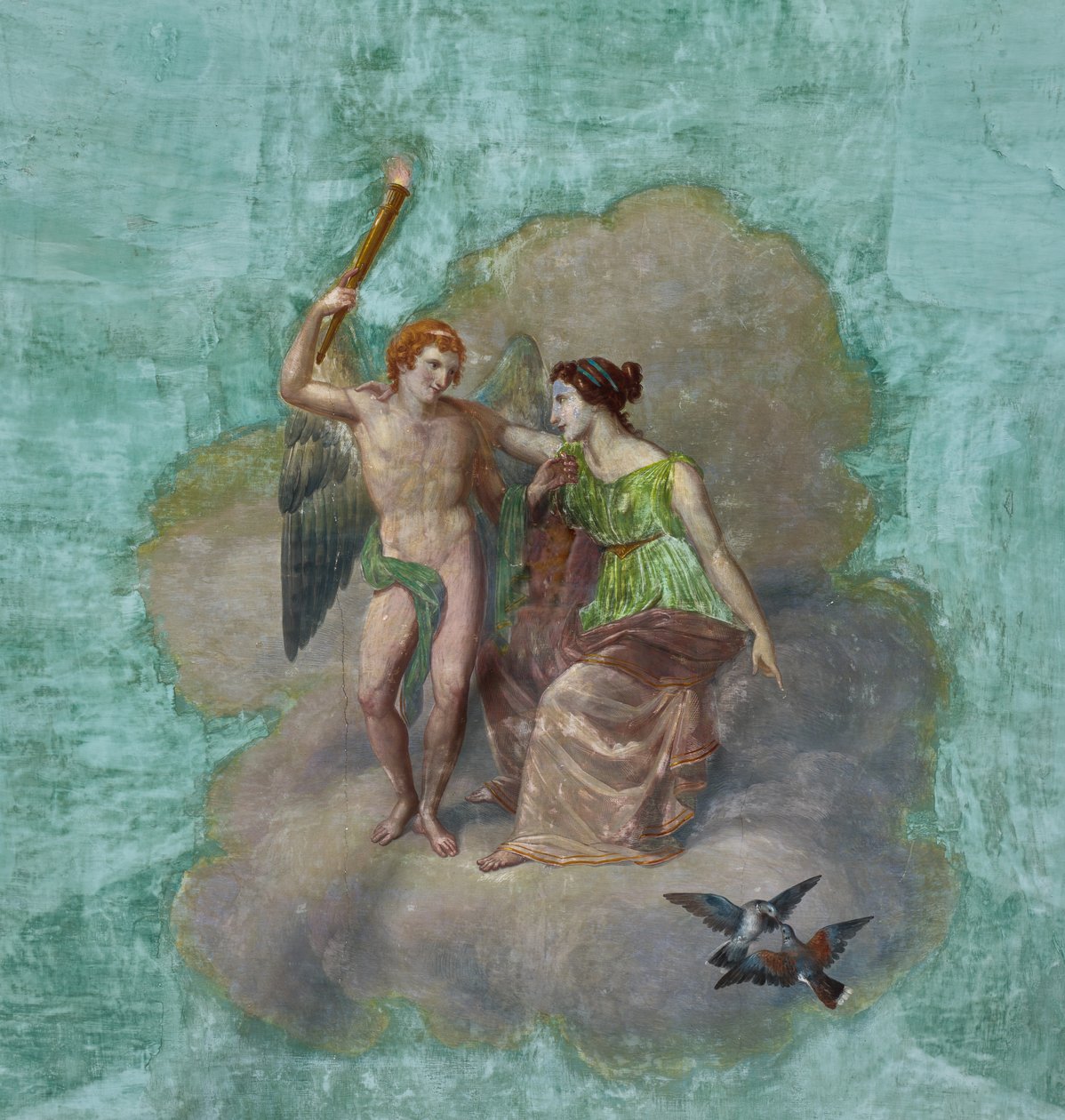 Kuşlar ve Aşk Tanrısı ve Ruh, 3743687 detayı (fresk) by Unknown artist