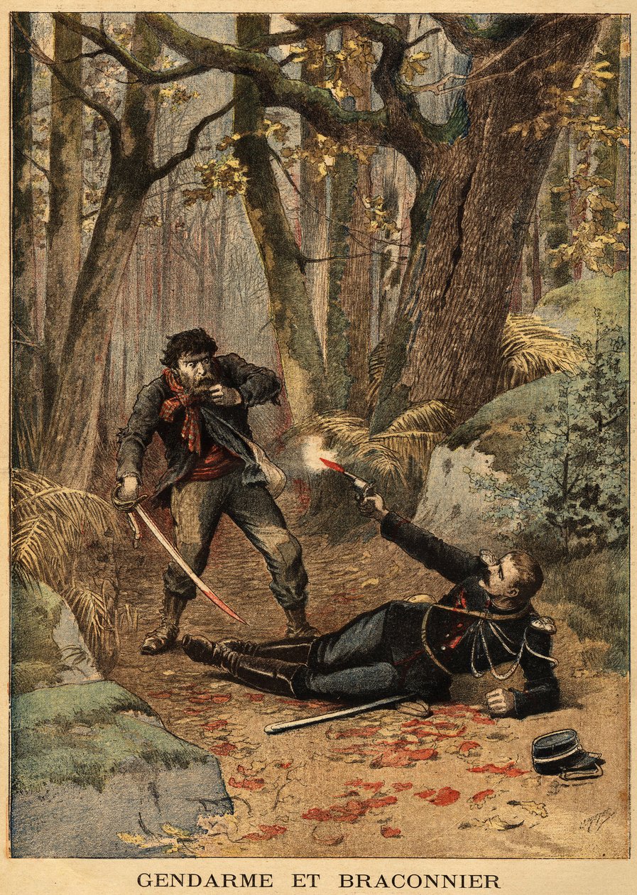 Bezier yakınlarında bir kaçak avcı ile bir polis arasında kanlı bir mücadele. Gravür “” Le petit Journal” 10/03/1895. Selva