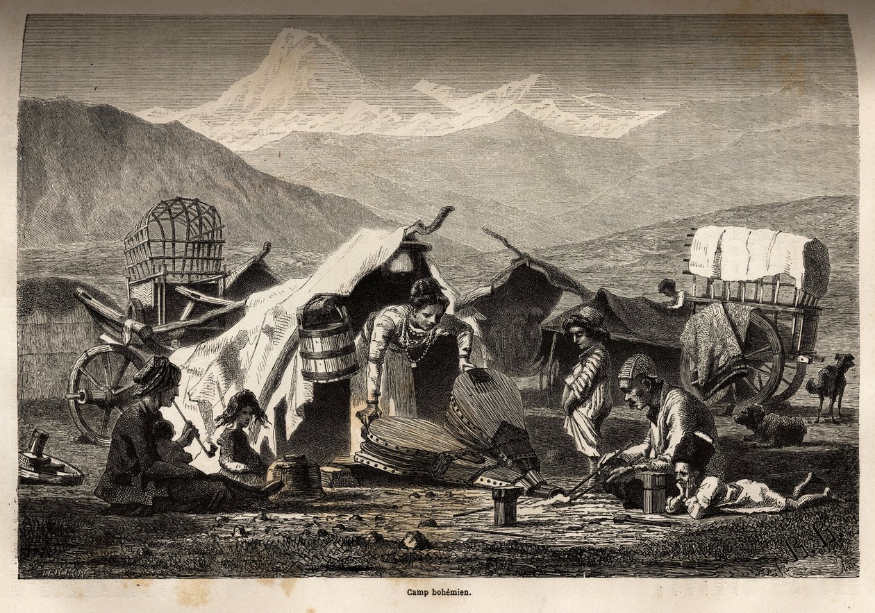 Bohem kampı. Basile Vereschaguine tarafından 1864-1865