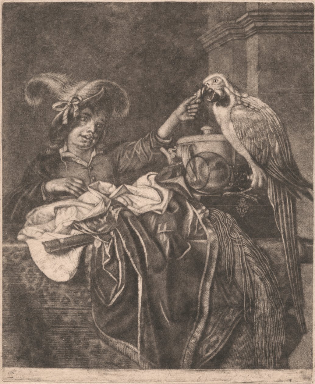 Oğlan ve bir papağan by Unknown artist