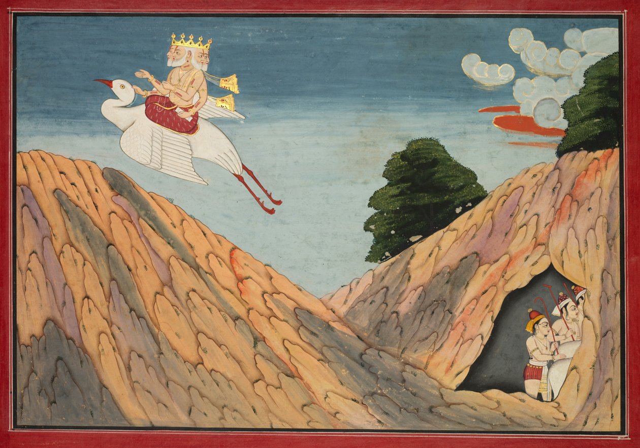 Brahma Mağaradaki Çobanları ve Buzağıları Gizler, bir Bhagavata Purana
