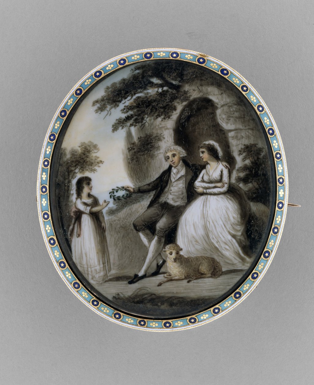 Broş, c.1800 (fildişi, saç, emaye üzerine sepya by Unknown artist