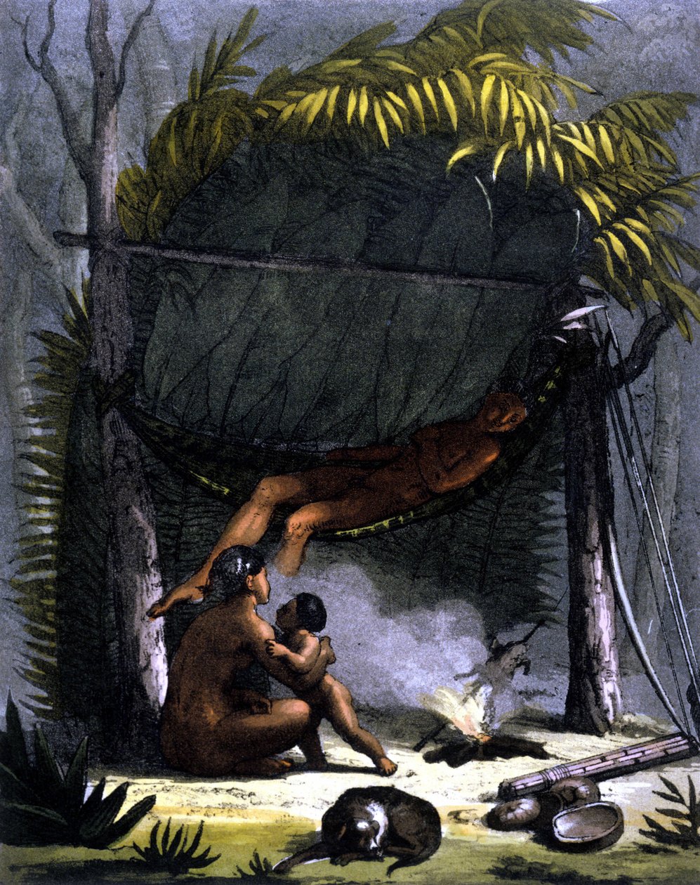 Cabane des Puris Brezilya'da - Ferrario, ed. Milano by Unknown artist