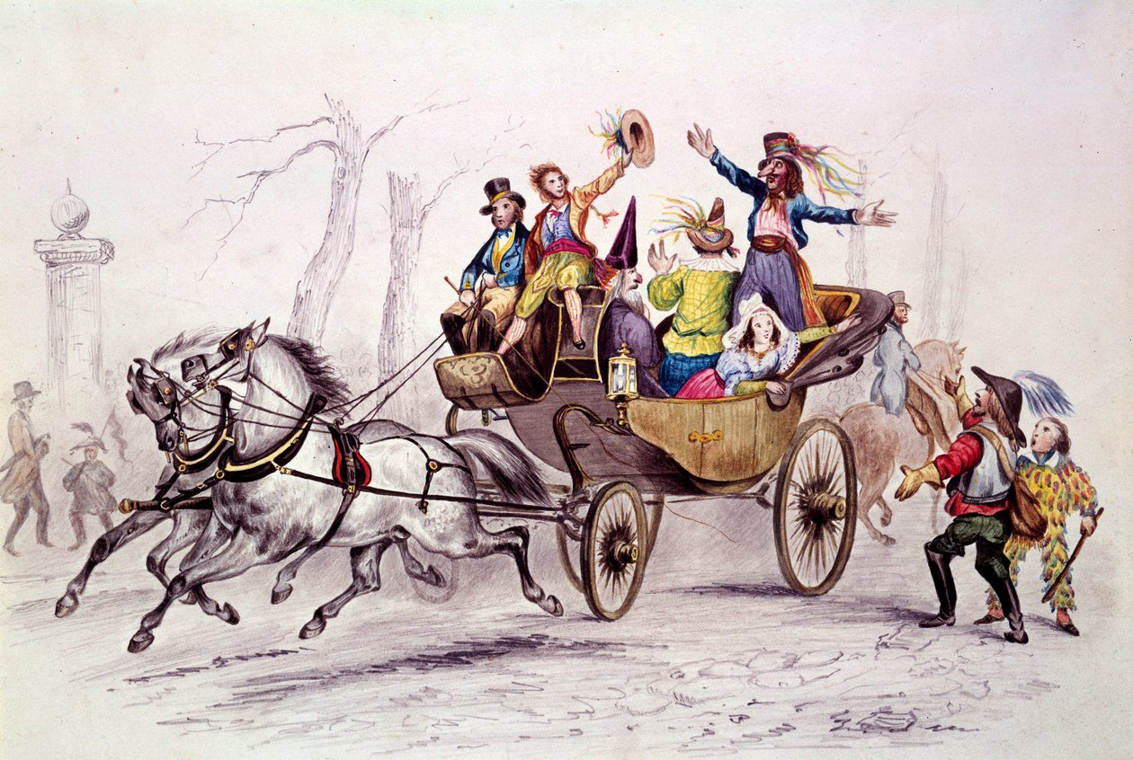 Karnaval. Fetardlar bir vagonda kılık değiştirir. 1846