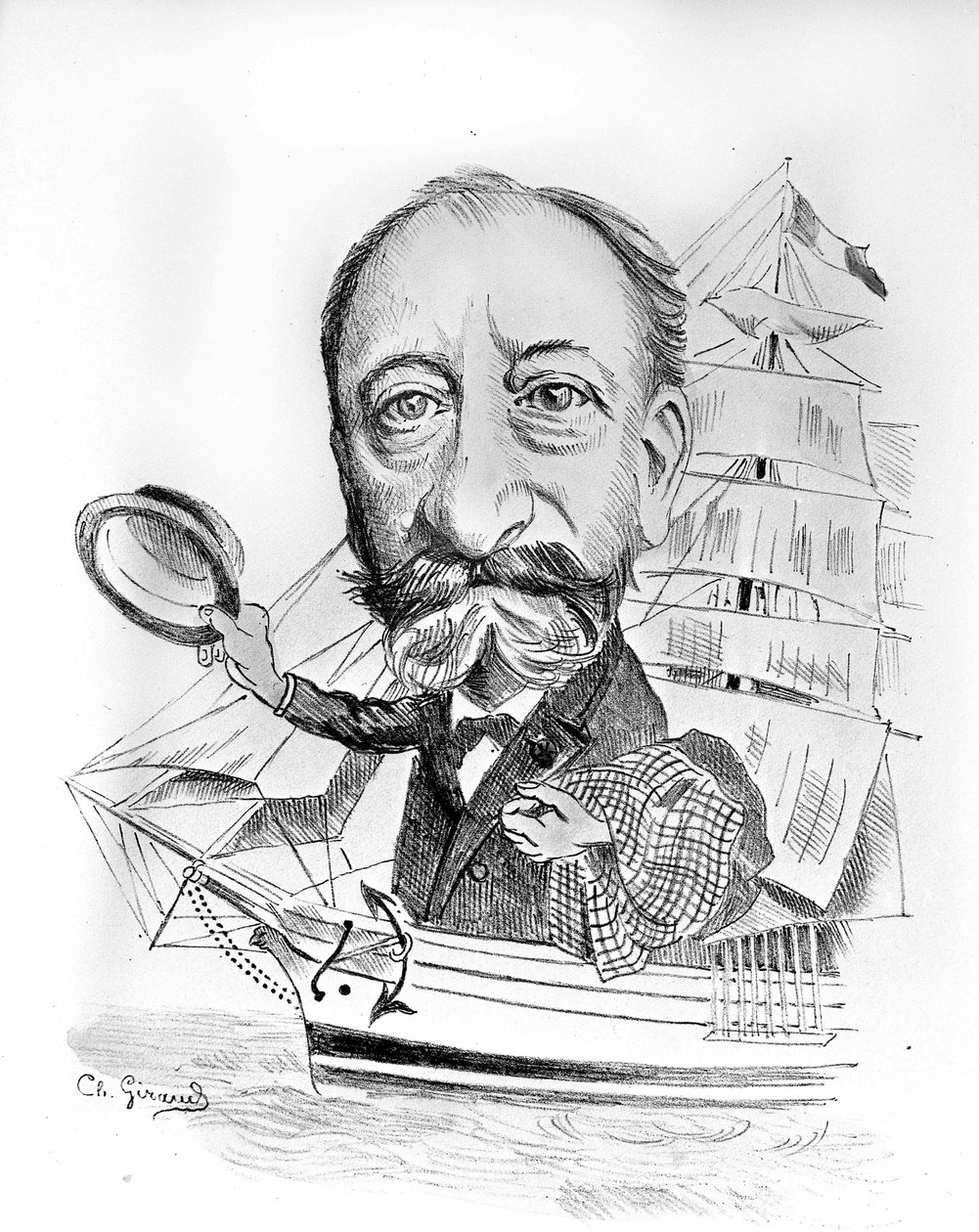 Camille Saint Saens (Saint-Saens) (1835 - 1921), Fransız besteci üzerine karikatür. by Unknown artist