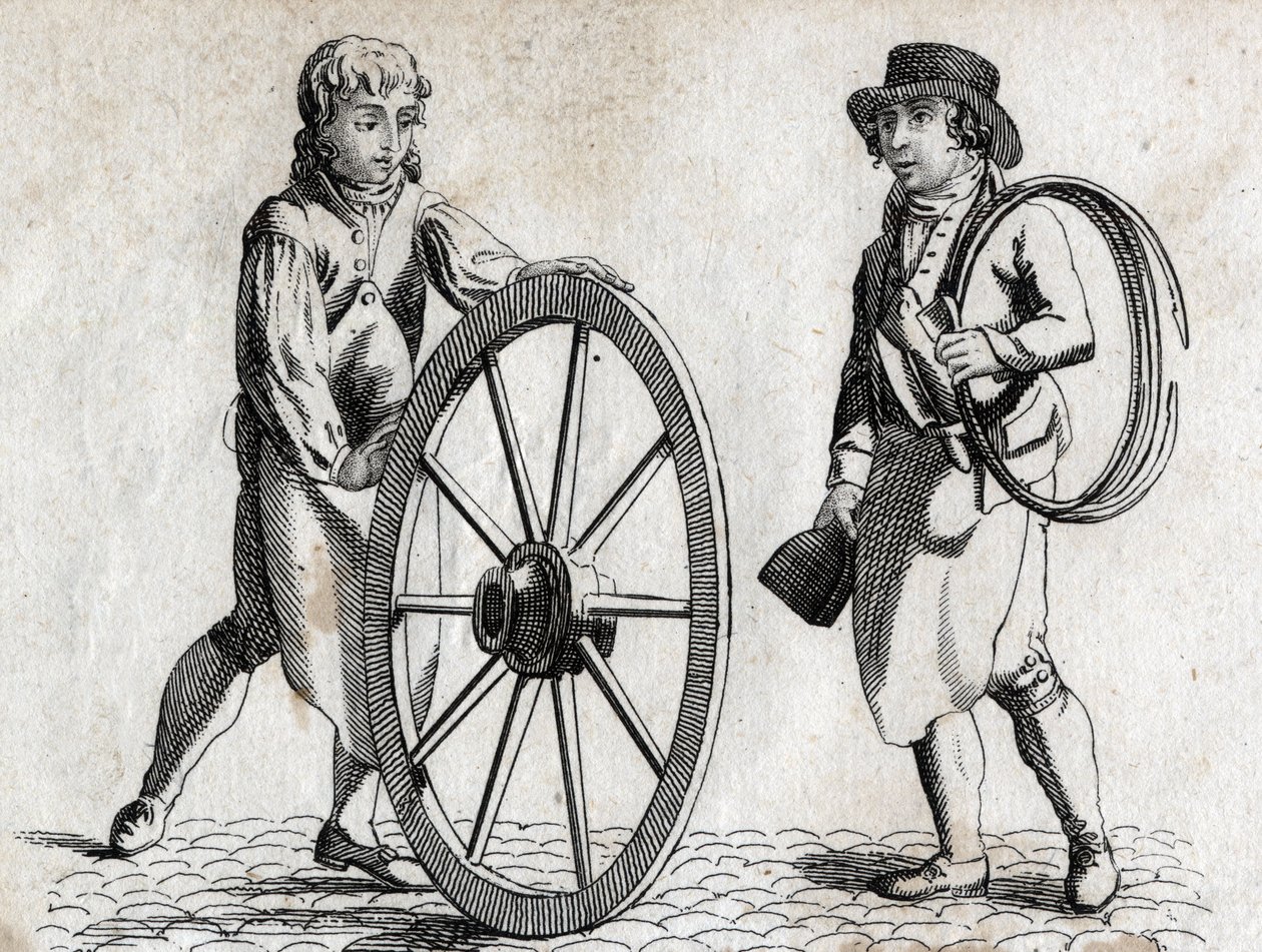 Araba tekerleği ve çırak ile Charron 18. yüzyılın sonlarında Gravür. by Unknown artist