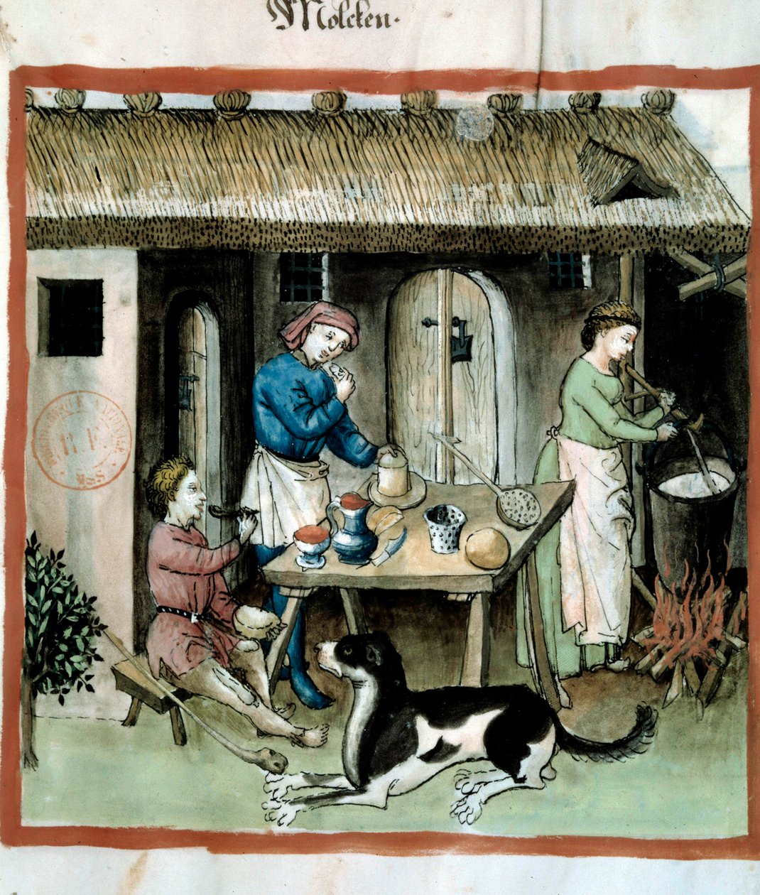 Peynir yapma. İlaç ve diyetetik sağımlarından aydınlatma “” Tacuinum sanitatis”” by Unknown artist