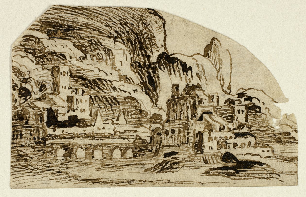 Dağlarda Kale ve Köprü by Unknown artist