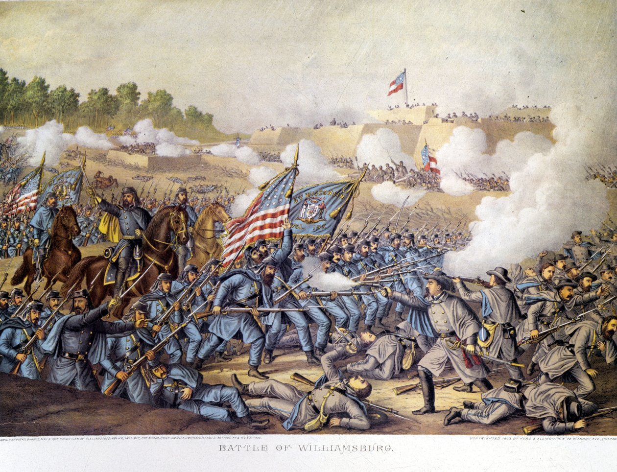İç Savaş (1861 - 1865), Amerikan İç Savaşı: 05/05/1862. Williamsburg Savaşı. Oymak. by Unknown artist