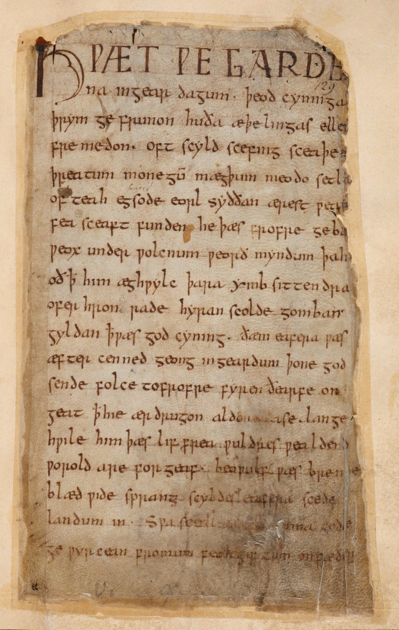 Cotton Vitellius A.XV..132 Beowulf'un başlangıcı by Unknown artist