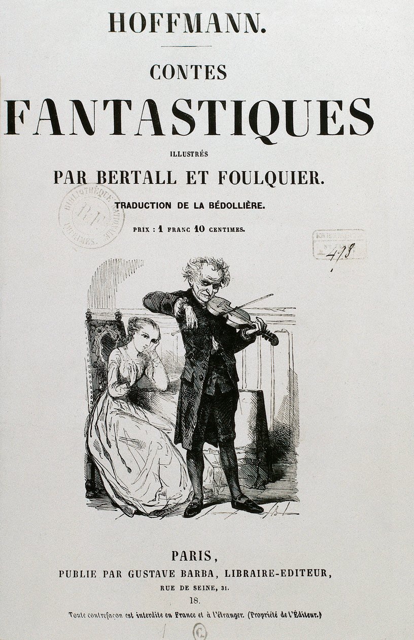 Meclis Üyesi Krespel (Rat Krespel), Ernst Theodor Amadeus Hoffmann'ın "Les contes fantastiques" kitabının kapağı by Unknown artist