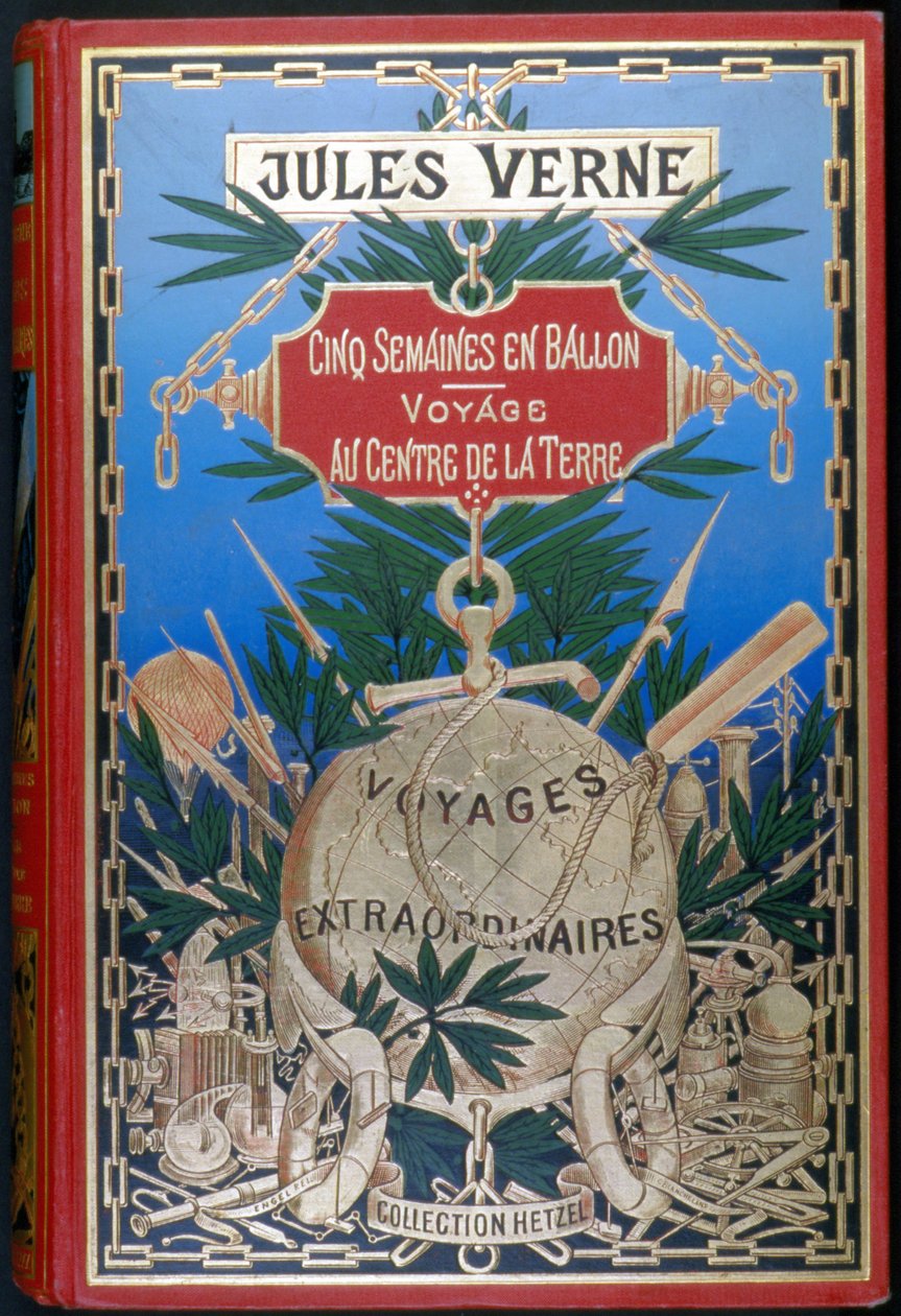 Kapak “Bir balonda beş hafta - Dünyanın merkezine yolculuk”, Jules Verne, ed. Hetzel by Unknown artist