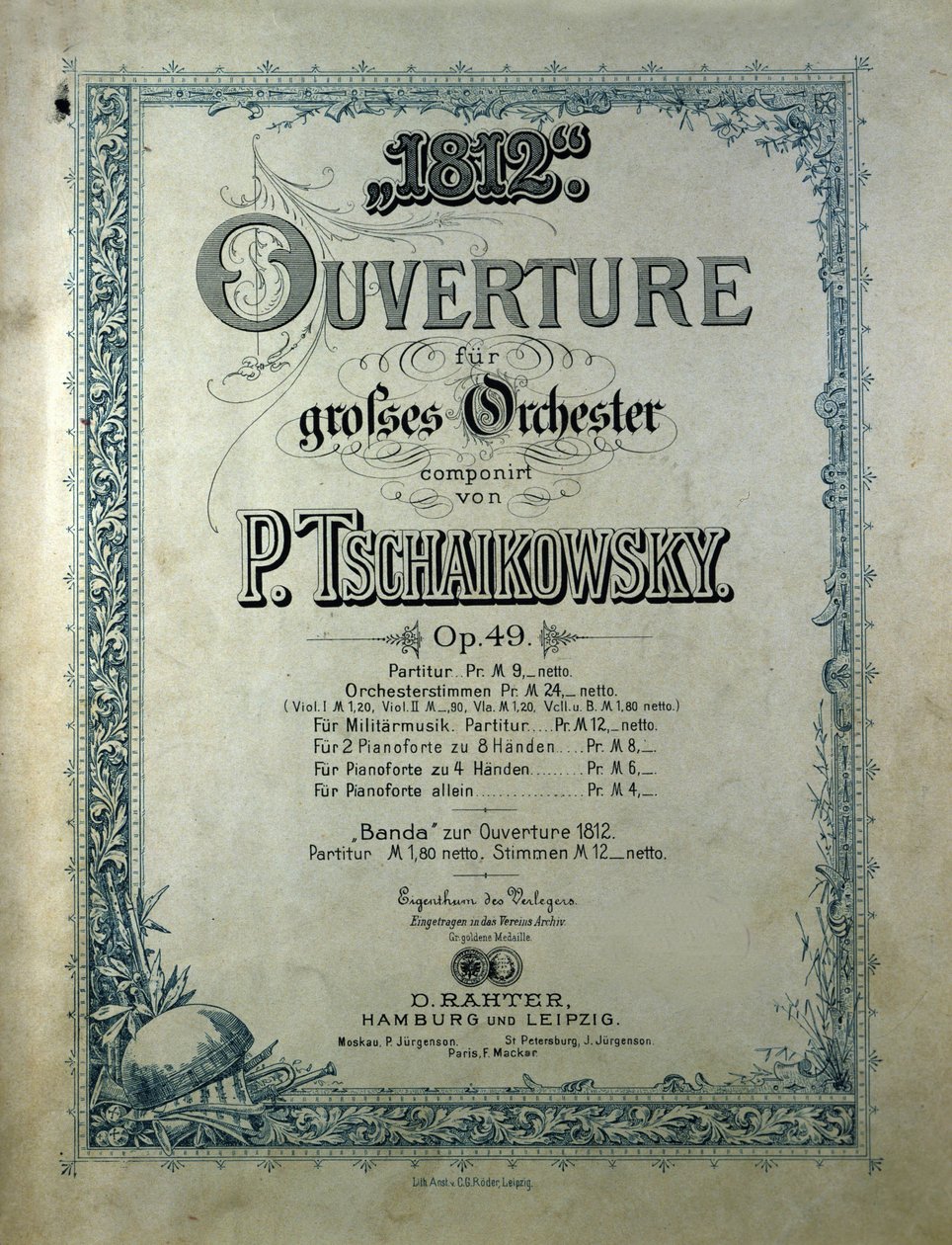 Açılış müziğinin kapağı Piotr veya Peter Ilyich Tchaikovsky (veya Tchaikovsky veya Cajkovskij veya Tschaikowsky) tarafından “” 1812 yılı”” opus 49 by Unknown artist