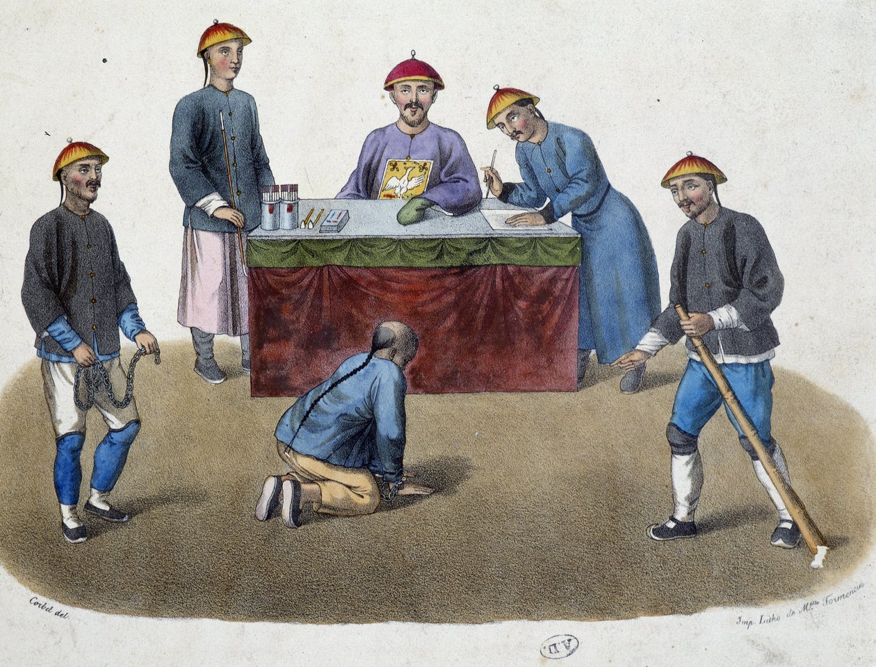 Çinlilerin Günlük Yaşamı - Adalet: Bir sulh hakimi önünde engellendi, sd. 19. yüzyıl by Unknown artist