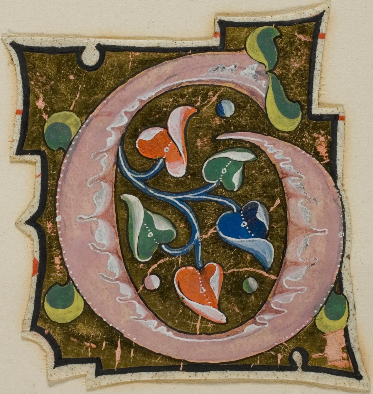 El Yazmasından Kıvrık Yapraklarla Süslenmiş Pembe Baş Harf "G" by Unknown artist