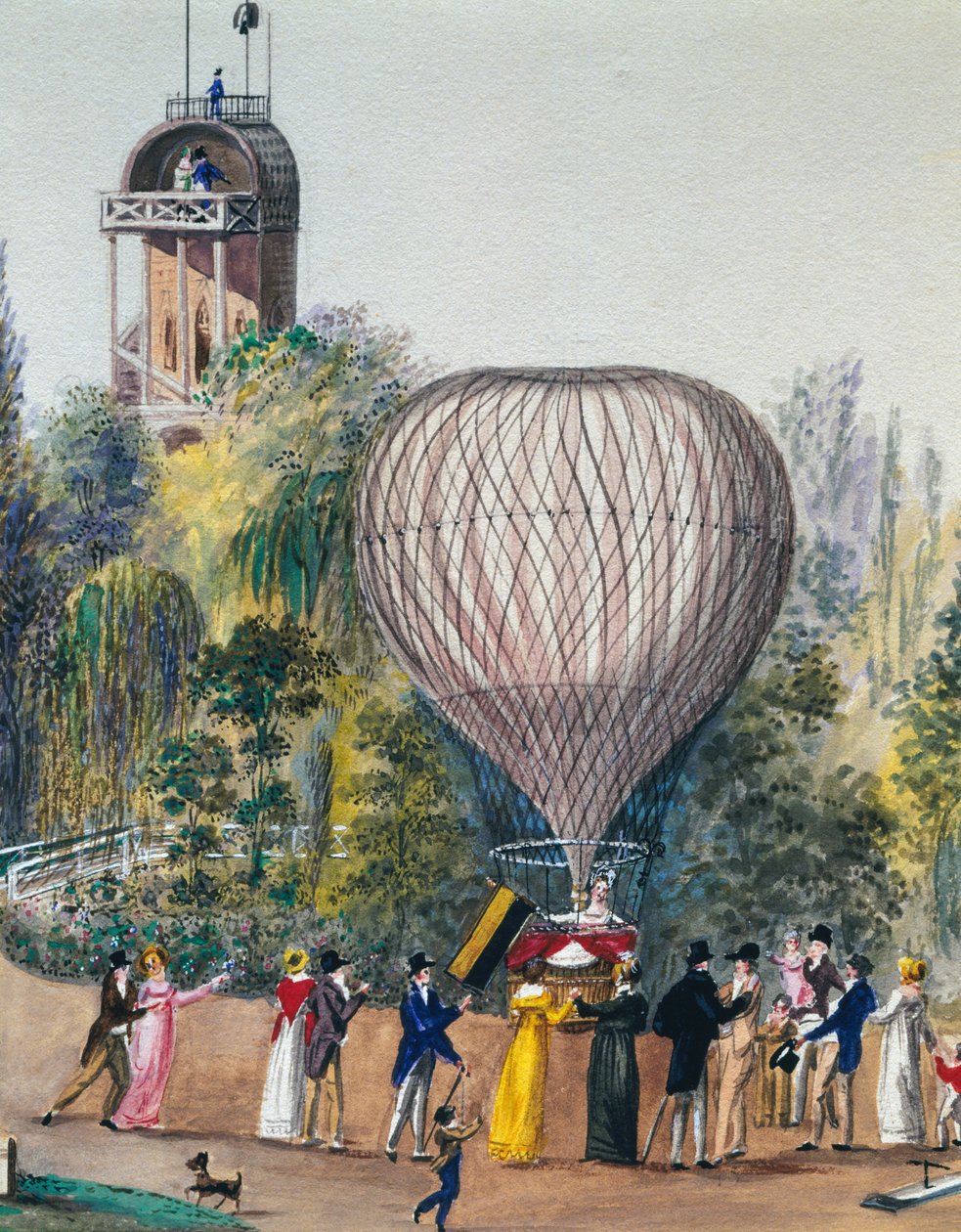 Sıcak hava balonunun kalkışı, sulu boya, Viyana, Avusturya by Unknown artist