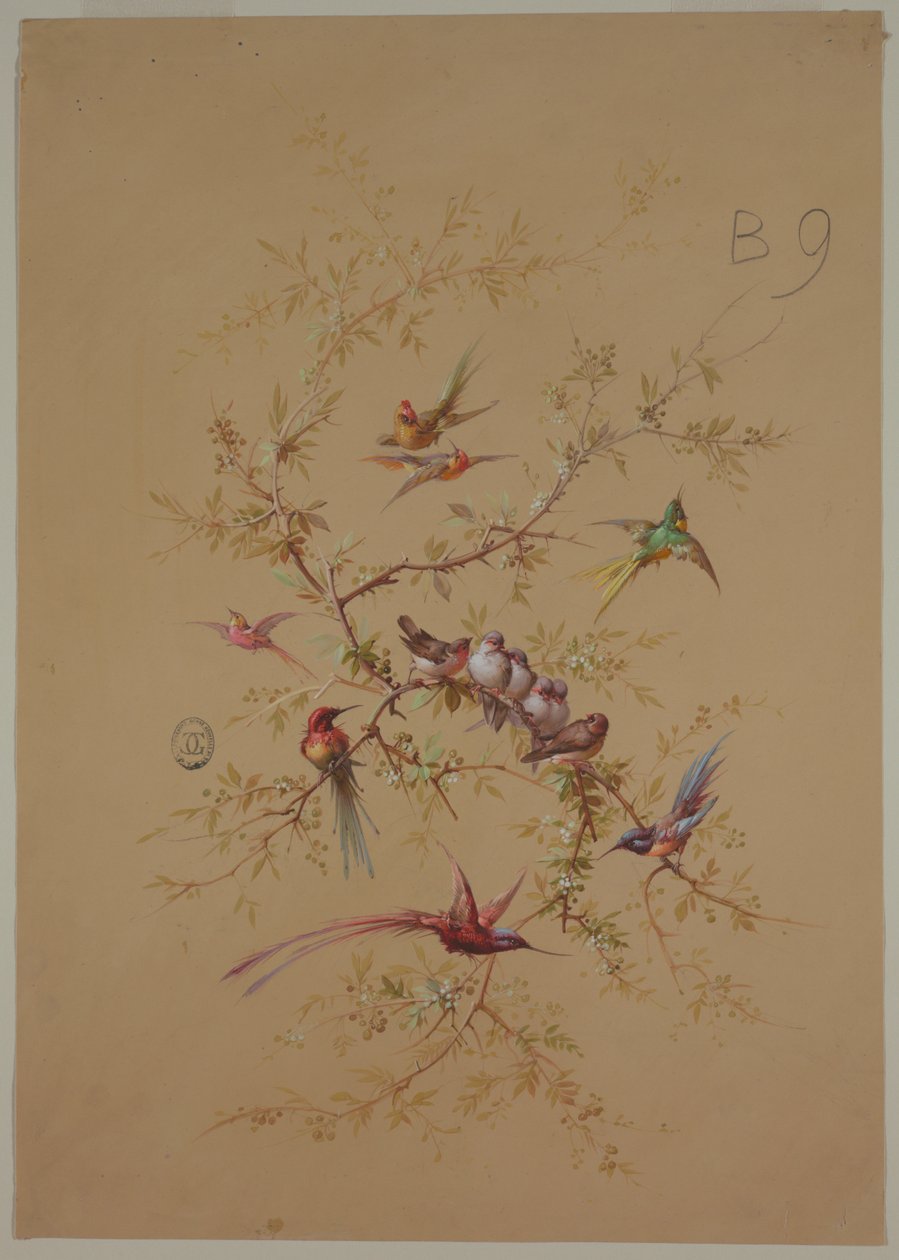 Duvar Kağıdı ve Tekstil Tasarımı: Çiçekler ve Kuşlar by Unknown artist