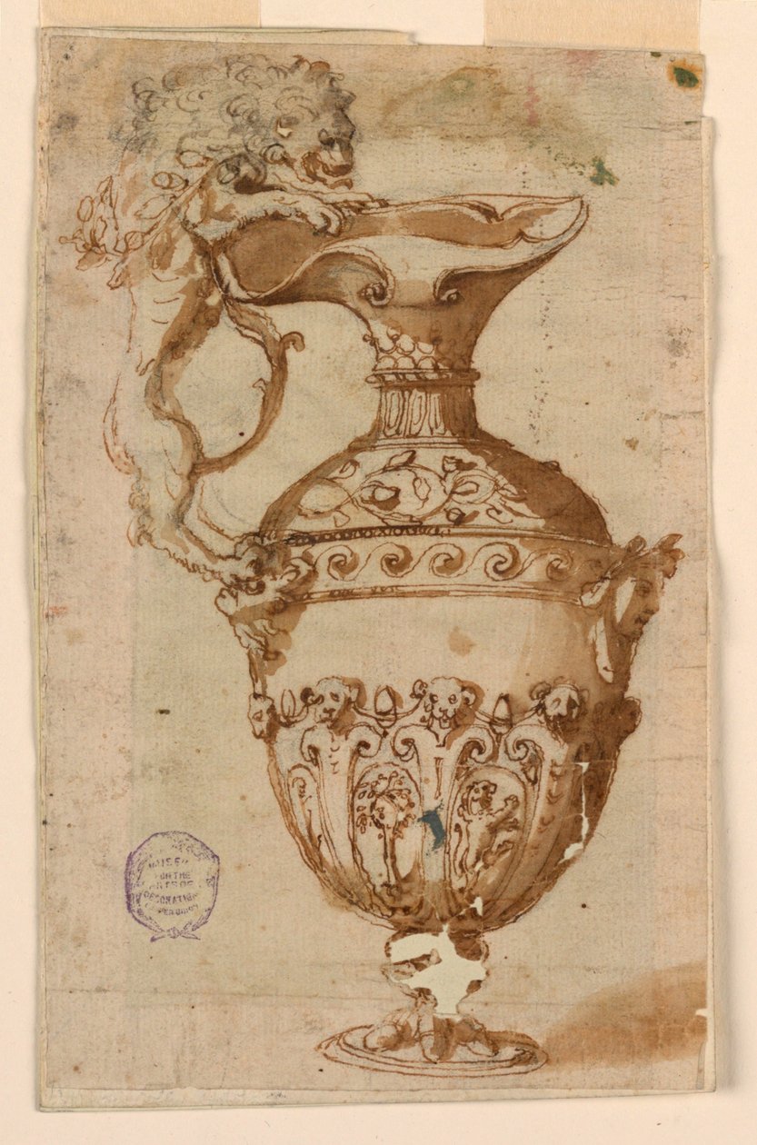 Aslan Şeklinde Kulplu Bir İbriğin Tasarımı by Unknown artist