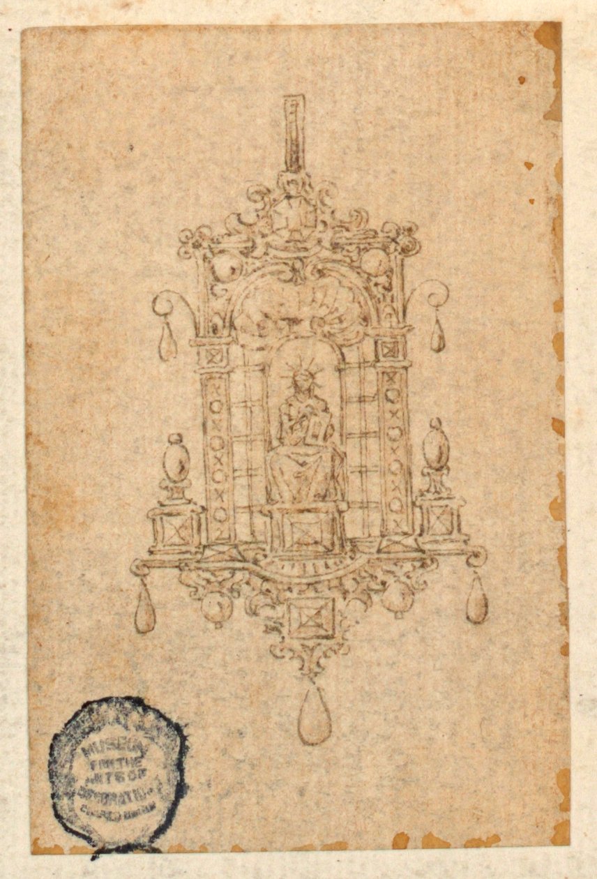 Kitaplı Oturan Kadın Kolye Tasarımı by Unknown artist